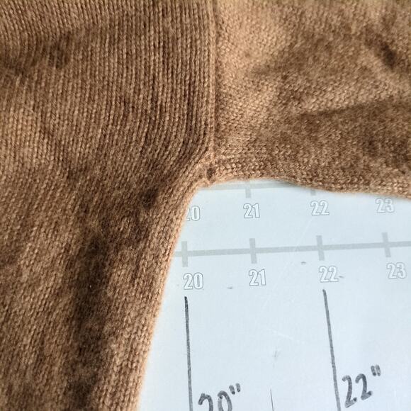 Crescent Oversized Sweater Womens S Cashmere Wool Brown Tan Knit Stitched - Picture 7 of 8